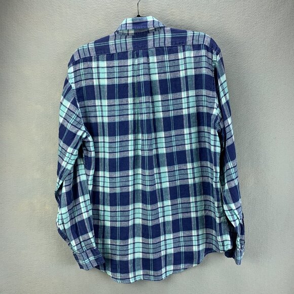 Brooks Brothers Irish Linen Shirt Mens Large Blue Plaid Regent Button‎ Down - Picture 4 of 15